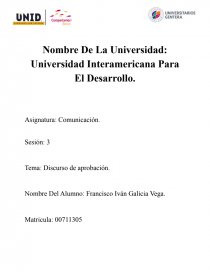 Discurso de aprobación. Página 1