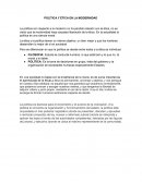 POLÍTICA Y ÉTICA EN LA MODERNIDAD