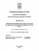 Sistema de Inmobiliaria para mejorar el proceso de reservas de inmuebles de la empresa Vivir en Tacna