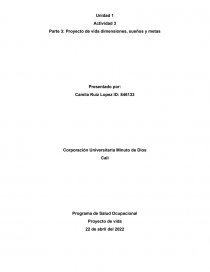 Parte 3: Proyecto de vida dimensiones, sueños y metas. Página 1