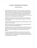 El ahorro ¿Generador de riqueza?