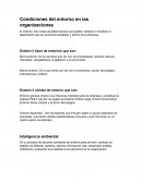 Condiciones del entorno en las organizaciones