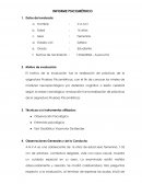 Informe psicológico madurez neuropsicológica