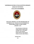 ESTILOS DE LIDERAZGO Y CULTURA ORGANIZACIONAL EN ENFERMERAS (OS) Y TÉCNICAS (OS) DE ENFERMERÍA DEL CENTRO MÉDICO DANIEL ALCIDES CARRIÓN