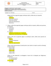 EVALUACION DE NOMINA Y PRESTACIONES SOCIALES. Página 1