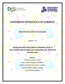 Educacion inclusiva para el desarrollo de la lecto-escritura en niños con trastorno del espectro autista