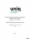 Cuestionario: Análisis de manejo de recursos humanos