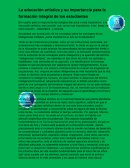 La educación artística y su importancia para la formación integral de los estudiantes