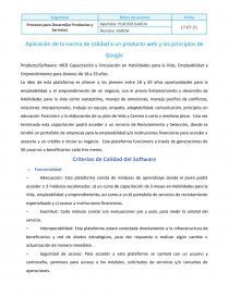Aplicación de la norma de calidad a un producto web y los principios de Google. Página 1