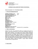 INFORME DE EVALUACIÓN POR TERAPIA OCUPACIONAL