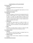 Clasificación de los Títulos de Crédito