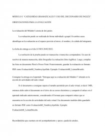 “CATEGORÍAS GRAMATICALES Y USO DEL DICCIONARIO DE INGLÉS”. Página 1