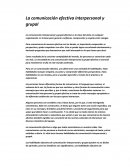La comunicación efectiva interpersonal y grupal