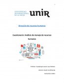 Cuestionario: Análisis de manejo de recursos humanos