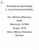 Actividad de Aprendizaje 1. Los primeros homínidos