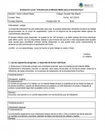 Evaluación curso “Introducción al Método Matte para la lectoescritura”. Página 1