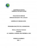 PLAN ANALÍTICO GÉNERO Y DERECHOS
