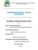 SERVICIO TÉCNICO DE ENFERMERÍA ASISTENCIAL PRACTICAS REALIZADAS EN: HOSPITAL ROMAN EGOAVIL PANDO