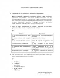 Evidencia: Blog “Aplicaciones web en PHP”. Página 1