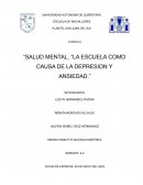 Salud mental. La escuela como causa de la depresion y ansiedad
