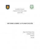 INFORME SOBRE LA PLANIFICACIÓN