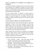 Cuál es la importancia de la formulación de los objetivos en la investigación?