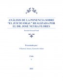 ANÁLISIS DE LA PONENCIA SOBRE “EL JUICIO ORAL” REALIZADA POR EL DR. JOSÉ NEYRA FLORES
