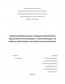 Programa de Reforzamiento e Integración Administrativa Educacional en la Escuela básica "Creación Nicaragua" de calabozo, estado Guárico, municipio Francisco de Miranda