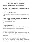 CUESTIONARIO DE CIENCIAS NATURALES 5º GRADO