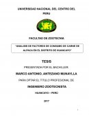 ¿Cuáles serán los factores que más influyen en el consumo de carne de alpaca en el distrito de Huancayo?