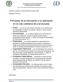 Principios de la educación y su aplicación en la vida cotidiana de una escuela. Página 1