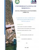 CALIDAD DE AGUA DE LAS PRINCIPALES FUENTES DE ABASTECIMIENTO DE LA PROVINCIA DE ILO