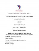 FORMACION DE LA PERSONA Y DESARROLLO PROFESIONAL DOCENTE: PROYECTO ETICO DE VIDA