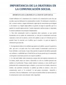 IMPORTANCIA DE LA ORATORIA EN LA COMUNICACIÓN SOCIAL