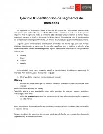 Ejercicio 8: Identificación de segmentos de mercados. Página 1