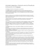 Distinción entre la Filosofía de la Educación y la Pedagogía