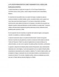 LA FILOSOFÍA RENACENTISTA COMO FUNDAMENTO DE LA IDEOLOGÍA BURGUESA EUROPEA. Página 1