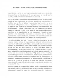 TALLER PARA MADRES SOLTERAS CON HIJOS ADOLESCENTES. Página 1