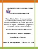 Misión, Visión de la organización, Filosofía organizacional y administrativa, Estrategia, planeación de acción