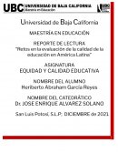 “Retos en la evaluación de la calidad de la educación en América Latina”