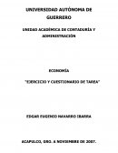 ECONOMIA. “EJERCICIO Y CUESTIONARIO DE TAREA”
