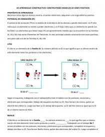 DE APRENDIZAJE CONSTRUCTIVO: CONSTRUYENDO MODELOS DE IONES POSITIVOS. Página 1