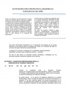 Actividades para propiciar el desarrollo fonológico del niño