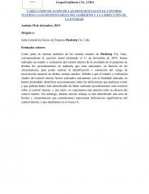 INFORME DE CONTROL INTERNO o CARTA A GERENCIA. Página 1