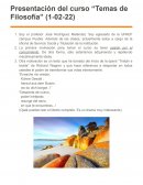 Presentación del curso “Temas de Filosofía”