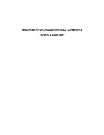 PROYECTO DE MEJORAMIENTO PARA LA EMPRESA “APÍCOLA FAMILIAR”. Página 1