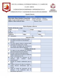 Guia de observacion de una clase. Página 1