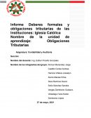 INFORME DE LOS DEBERES FORMALES Y OBLIGACIONES TRIBUTARIAS DE LAS INSTITUCIONES RELIGIOSAS