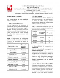 LABORATORIO DE QUÍMICA GENERAL ENLACES QUÍMICOS. Página 1
