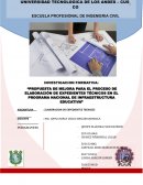 Propuesta de mejora para el proceso de elaboración de expedientes técnicos en el programa nacional de infraestructura educativa